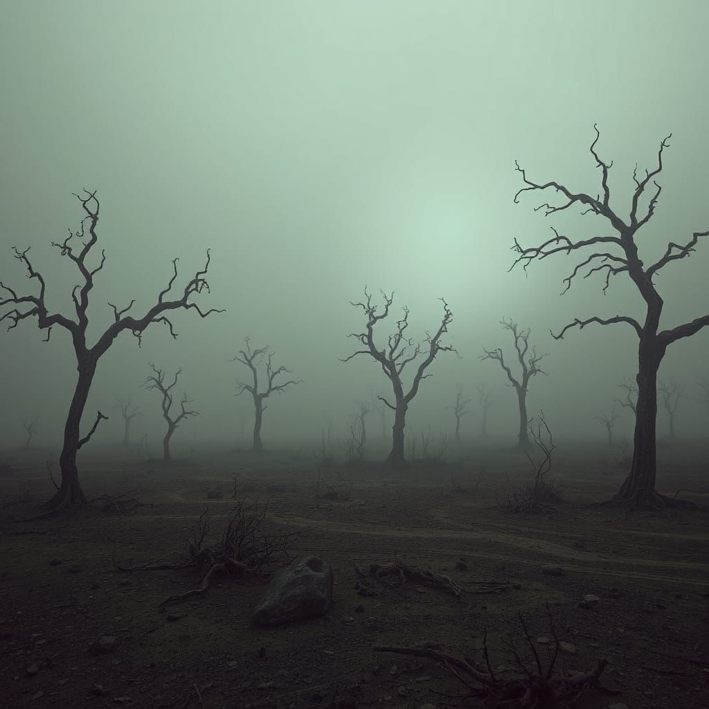 Barren Nuclear Wasteland in a Post-Apocalyptic Aesthetic