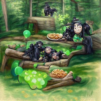 Chimpanzee in Forest Scene