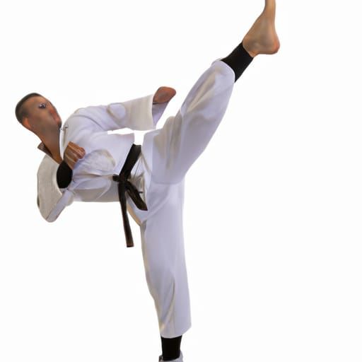 Martial Artist Performing a High Kick