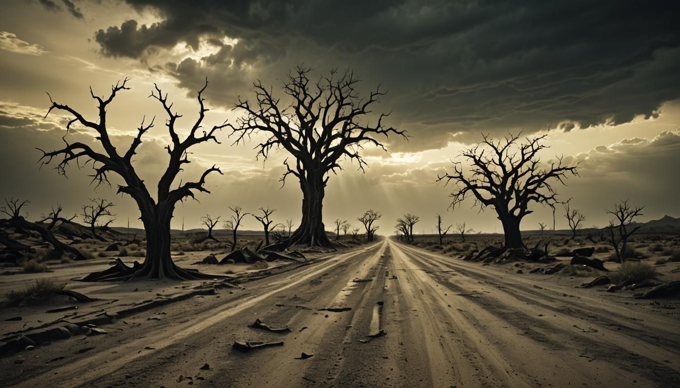 Dark Surreal Wasteland: Biomechanical Landscape