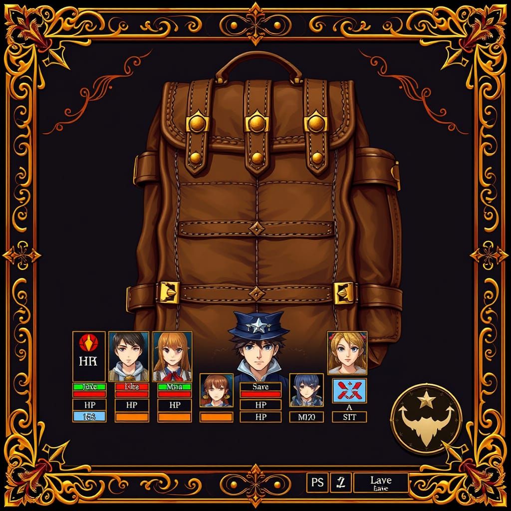 Mythical JRPG Screen in Vibrant Anime Pixel Art