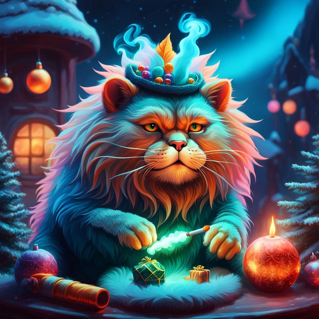 Furry Whimsy in Neon Holiday Wonderland