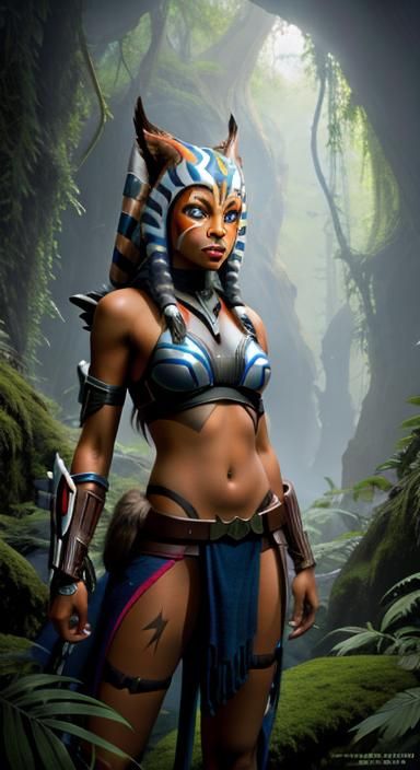 Predator Ahsoka in Overgrown City, Astral Illustration