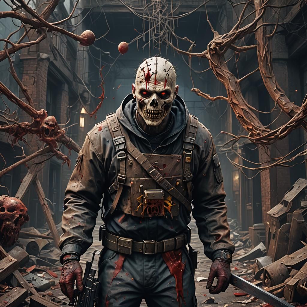 Menacing Serial Killer in Detailed Matte Painting