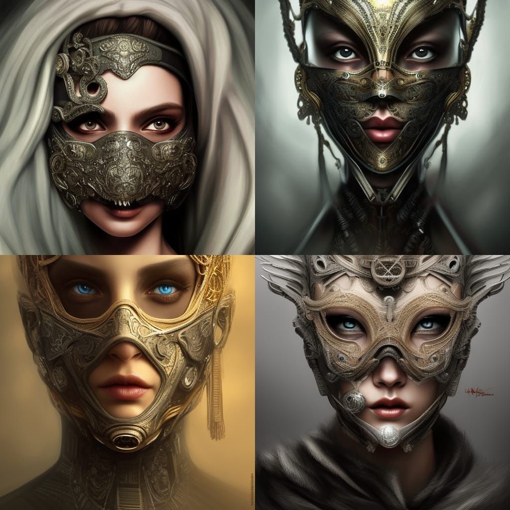 Dystopian Sci-Fi Face with Venetian Mask