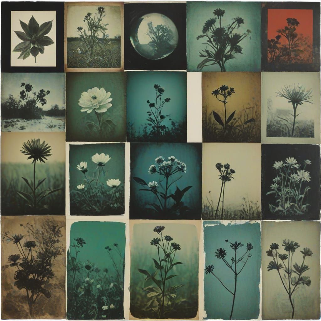 Vibrant Autochrome Mood Board in Active Monoprint Style