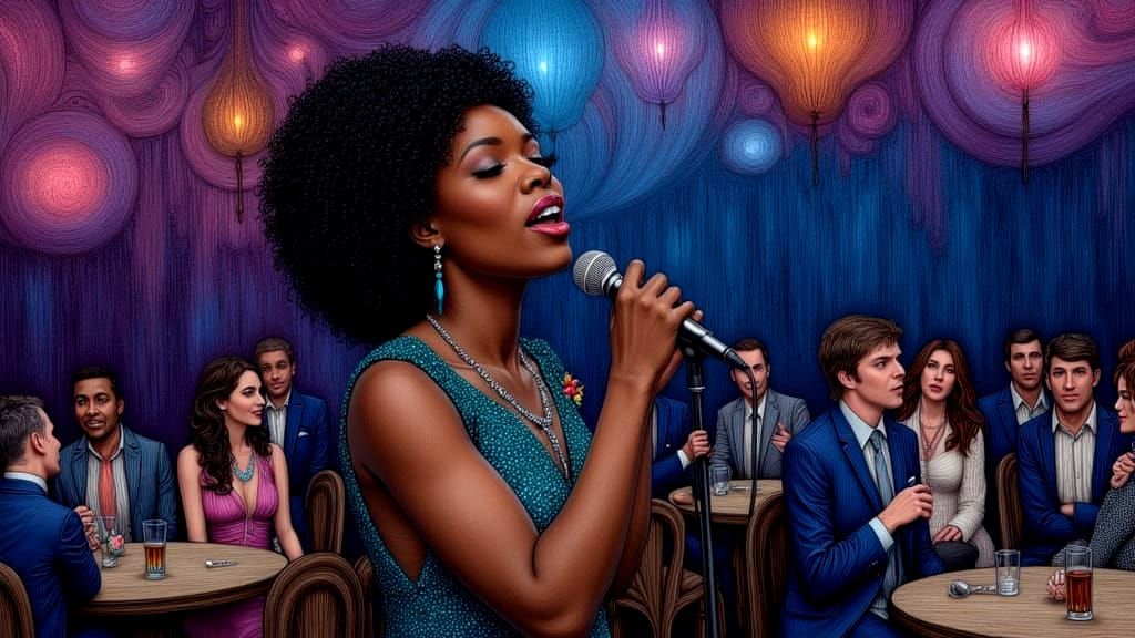 Kenya Moore Sings Karaoke in Detailed Watercolor