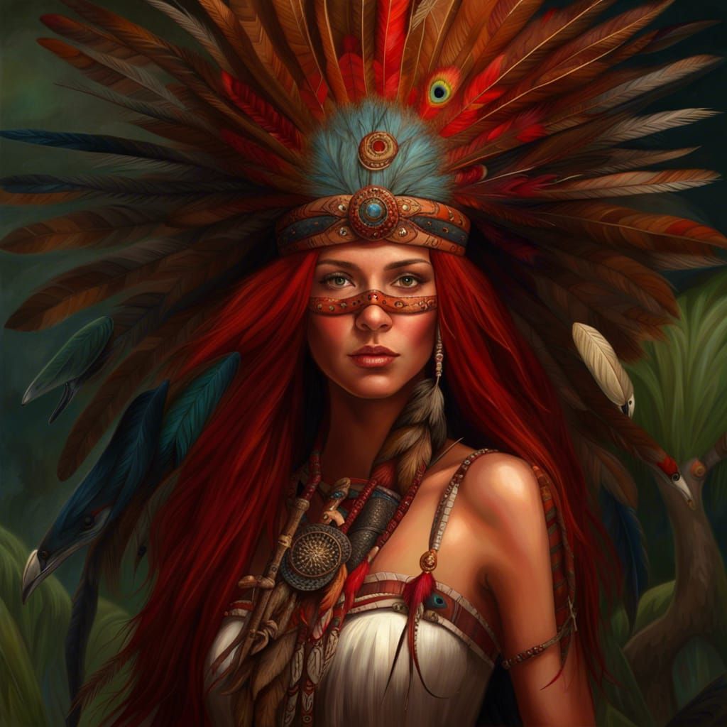 Feathered Goddess with Runic Bow: Photorealistic Concept Art