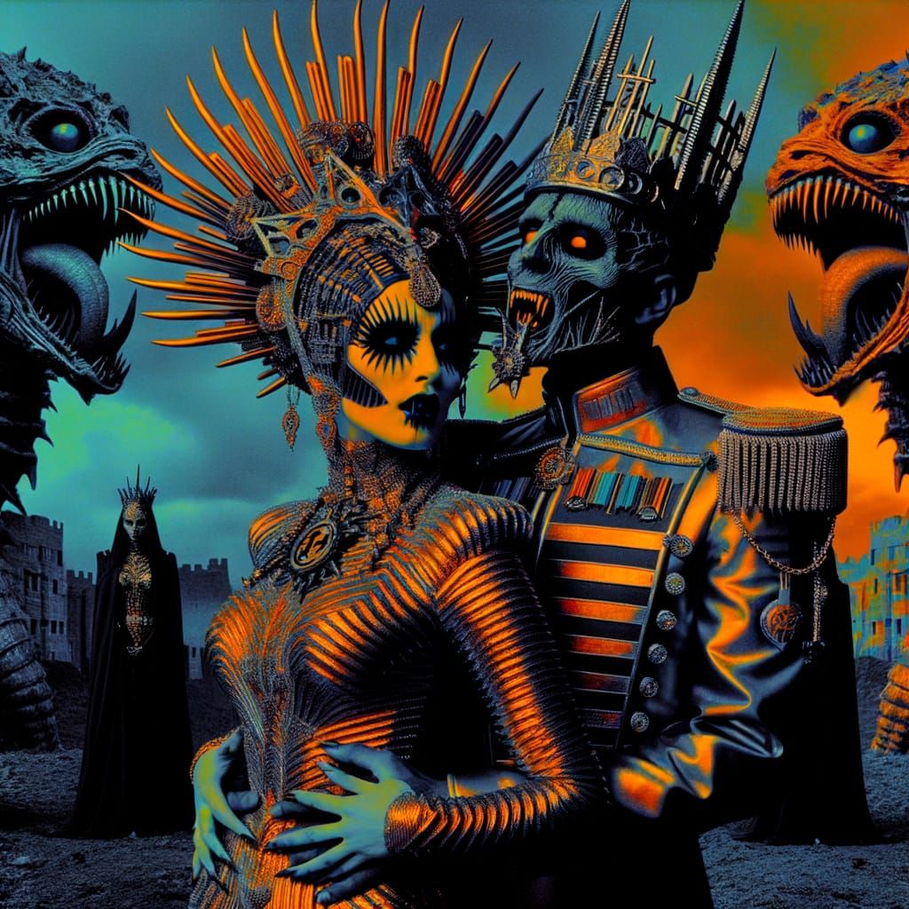 Vampire Empress and Emperor Embrace Monstrous Reptilian