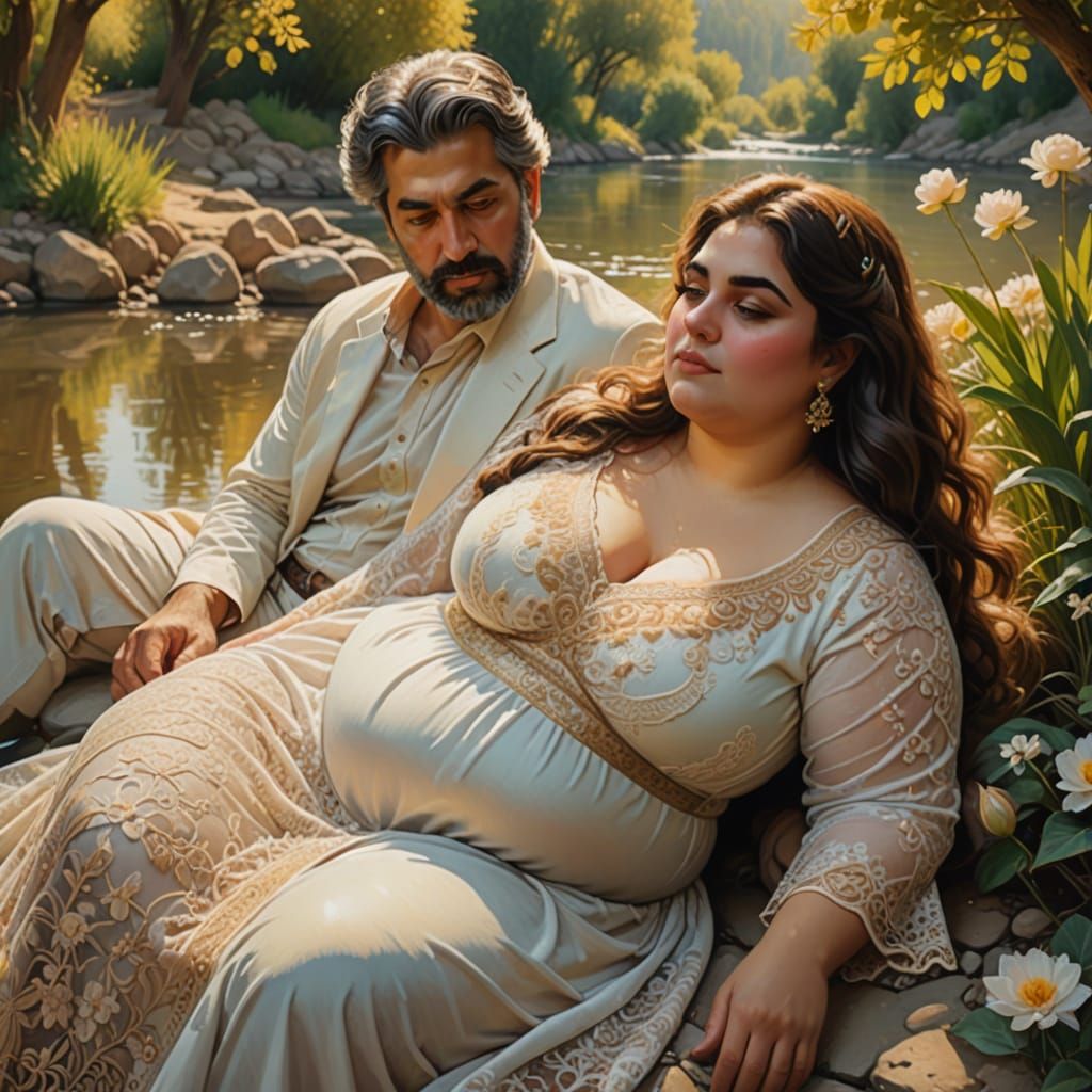 Elegant Iranian Woman in Traditional Garden Setting