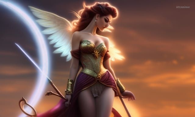 Flying Magical Valkyrie Goddess