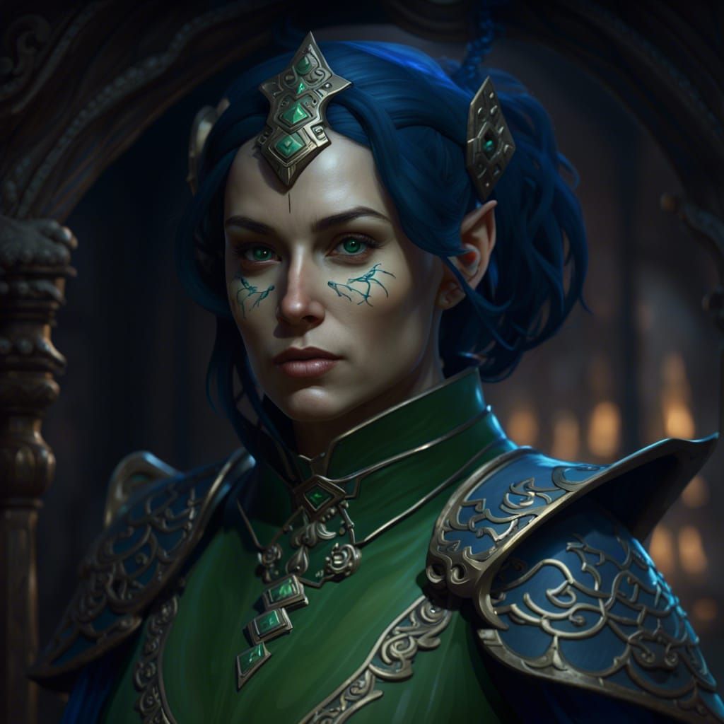 Detailed Half-Elf Cleric in Digital Matte Painting