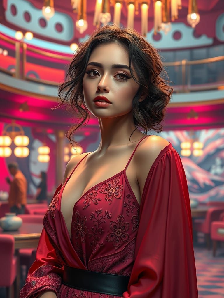 Elegant Woman in Futuristic Opulence