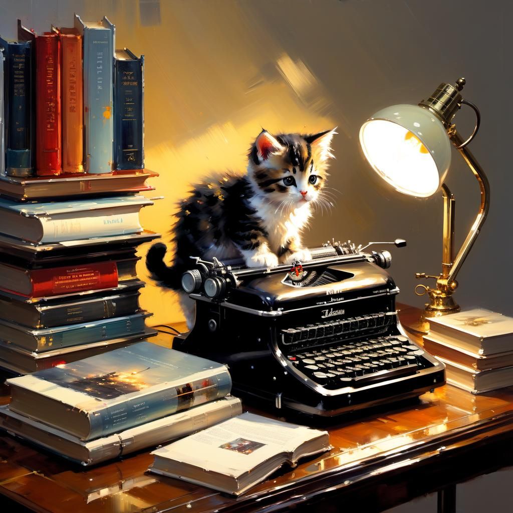 Elegant Kitten in Vintage Office Setting
