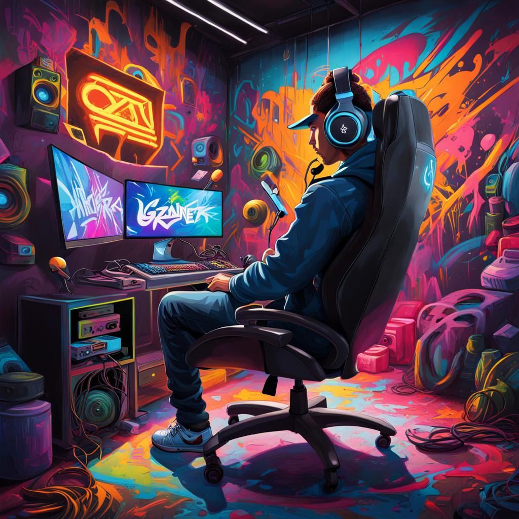 Colorful Graffiti Art Gamer Room