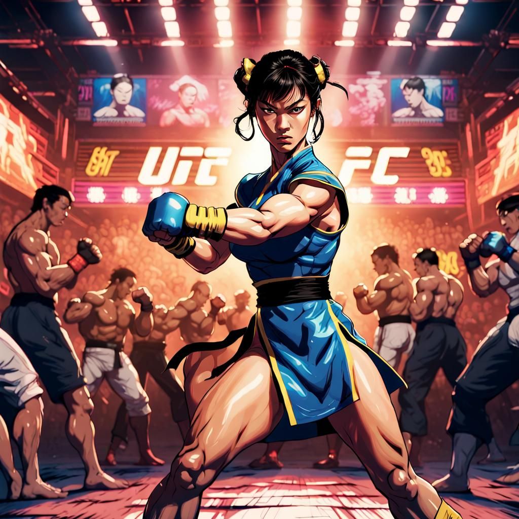 Chun Li in Epic UFC Arena Style Comic Book Art