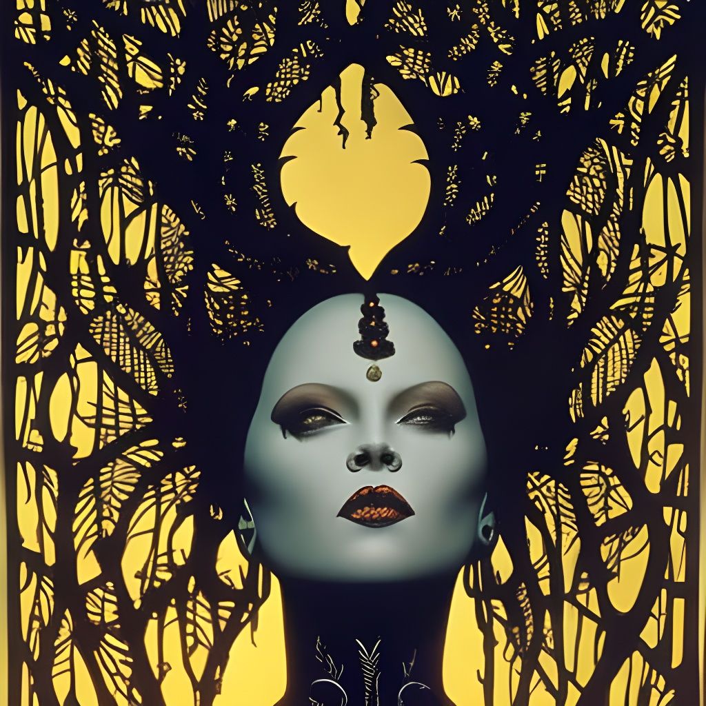 Gothic Woman Portrait with Fractal Cathedral in Surreal Styl...