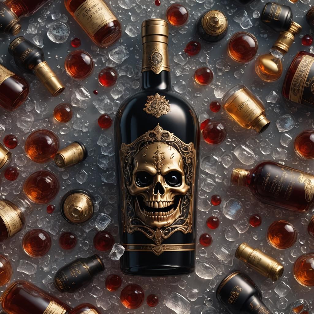 Liquor Bottle with a Mouth: Detailed Matte Painting