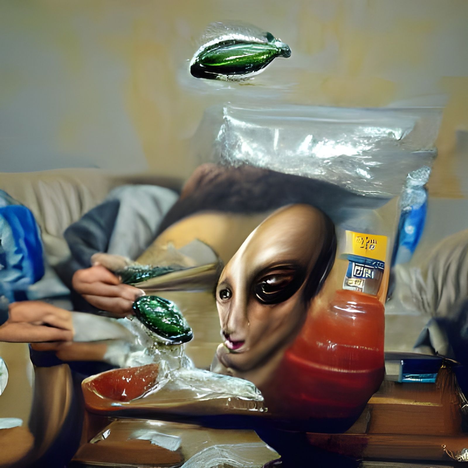 Hyperrealistic Renaissance Painting of Alien