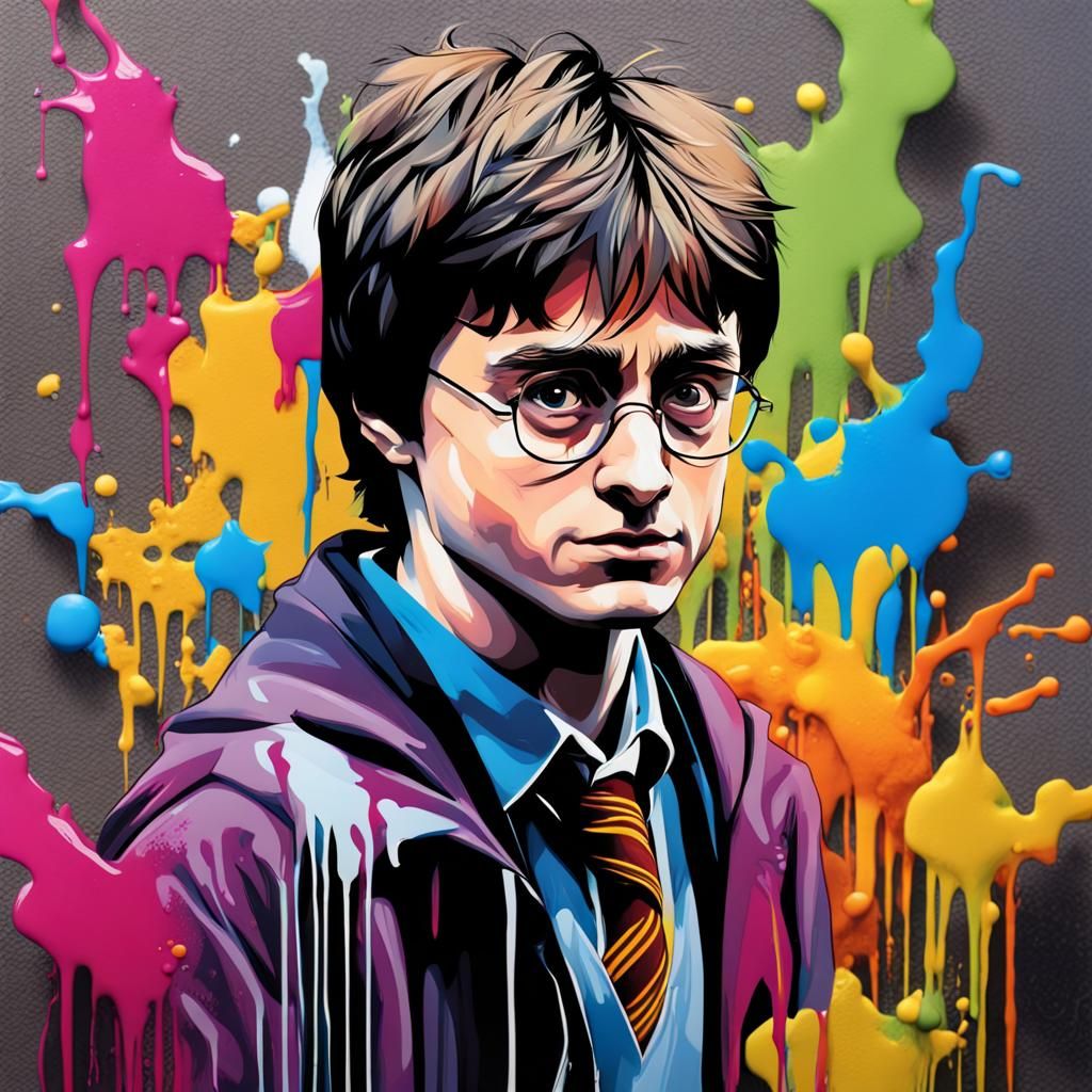 Harry Potter Graffiti Art in Polychromatic Splash Style
