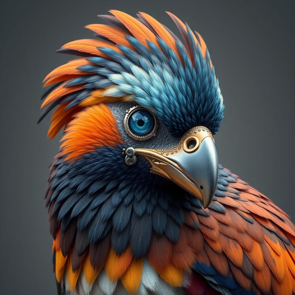 Steampunk Avian with Mechanical Details