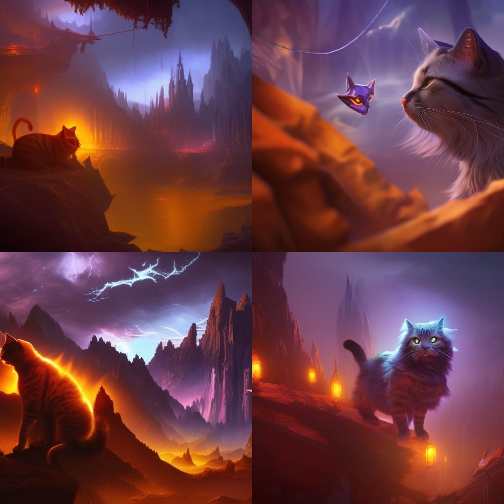 Fantastical Cat in Deep Color Lighting