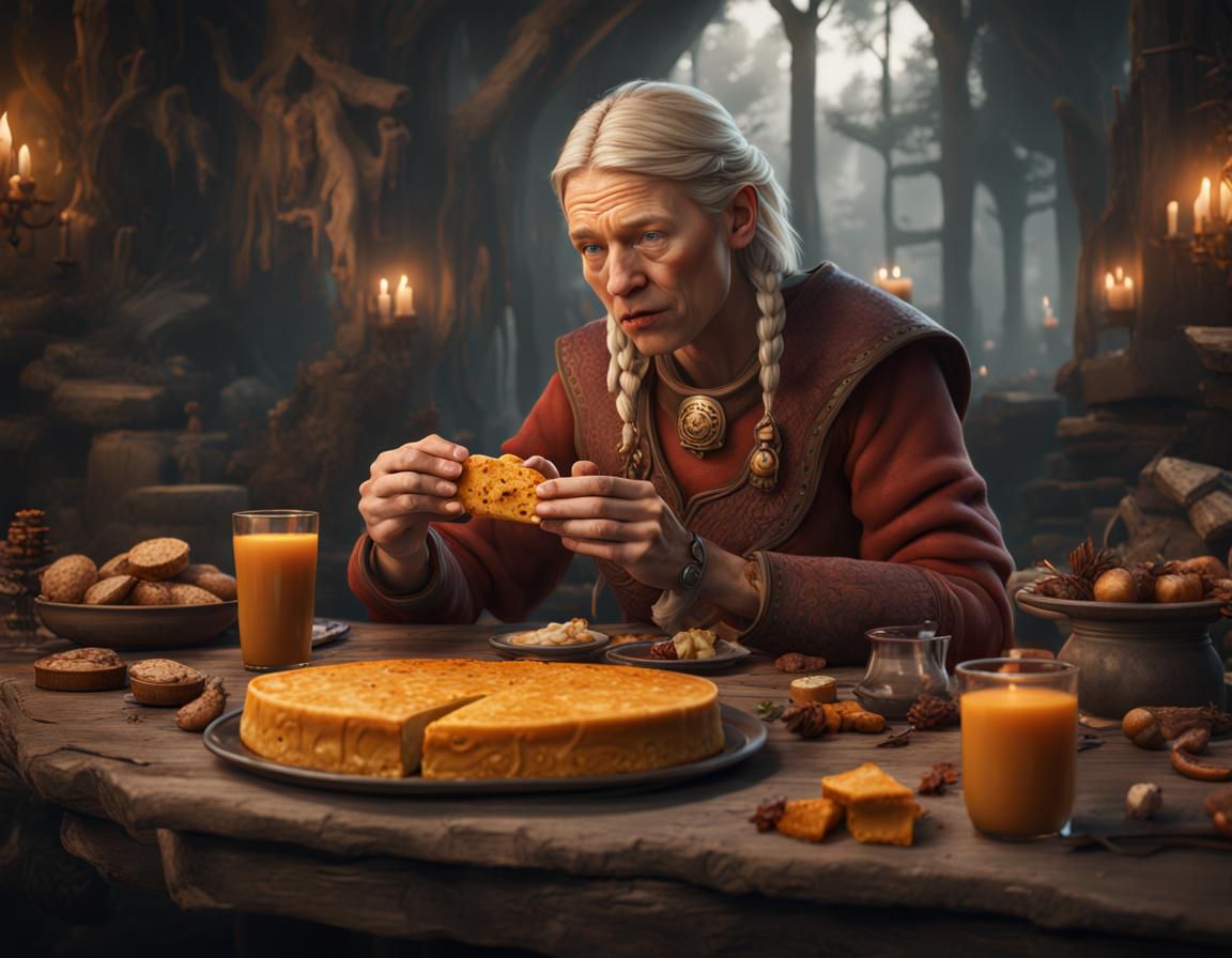 Haaland Eats Brunost in Detailed Matte Painting