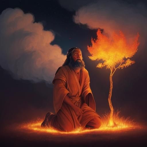 Psychedelic Burning Bush Vision of Moses