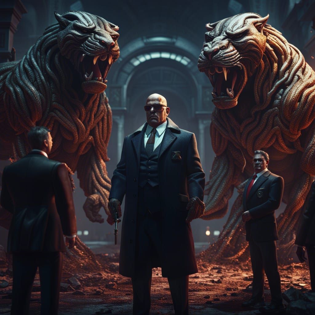 Powerful Mafia Boss Surrounded by Bodyguards