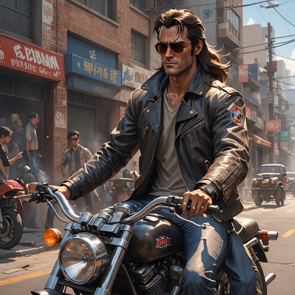 Motorcycle Rider in Anime Style 3D Art