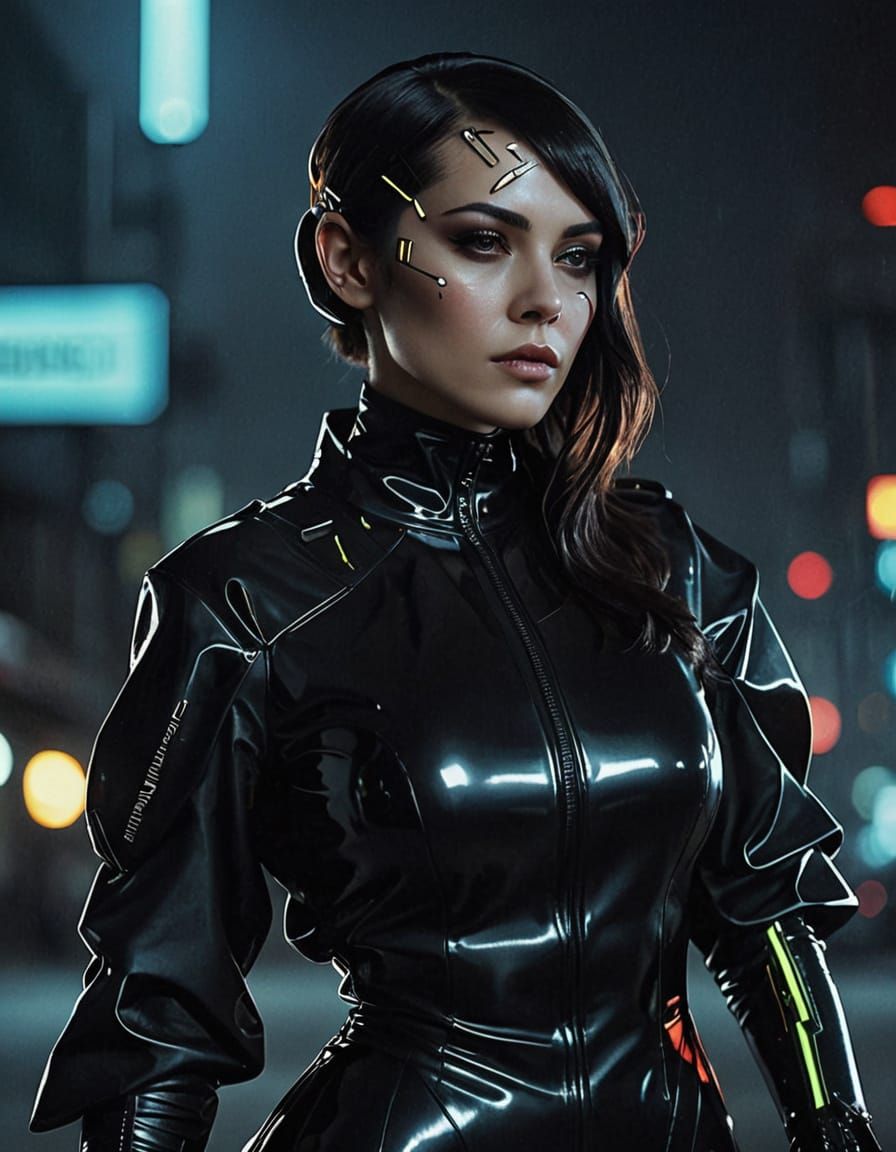 Cyberpunk Beauty in Latex, Inspired by Futuristic Art