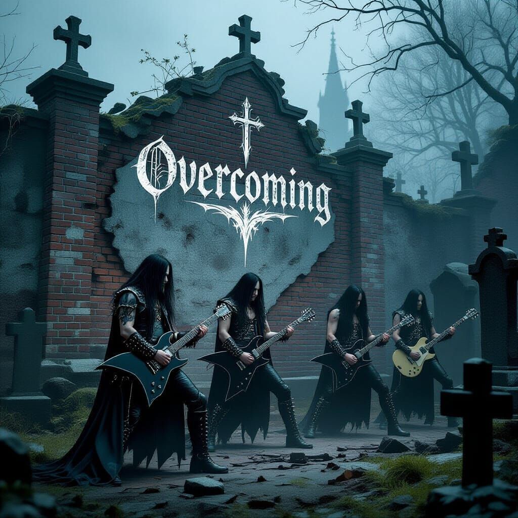 Gothic Rock Musicians Emerge from Cemetery Wall