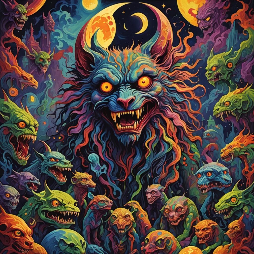 Fauvist Full Moon Creatures in Sinister Style