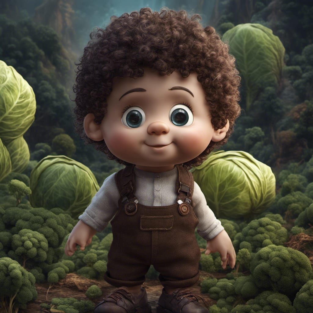 Detailed Cabbage Patch Boy Doll in Matte Painting Style