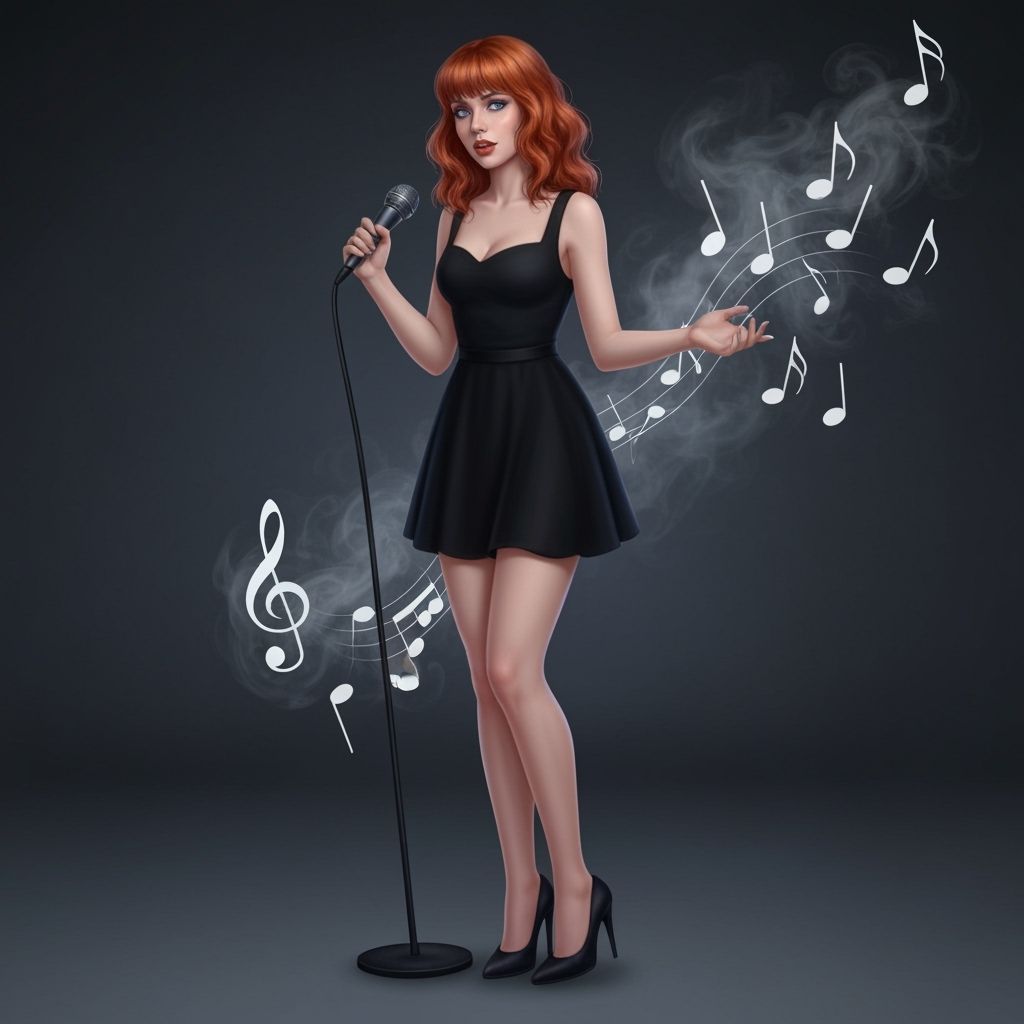 Woman Singing Karaoke with Ethereal Mist