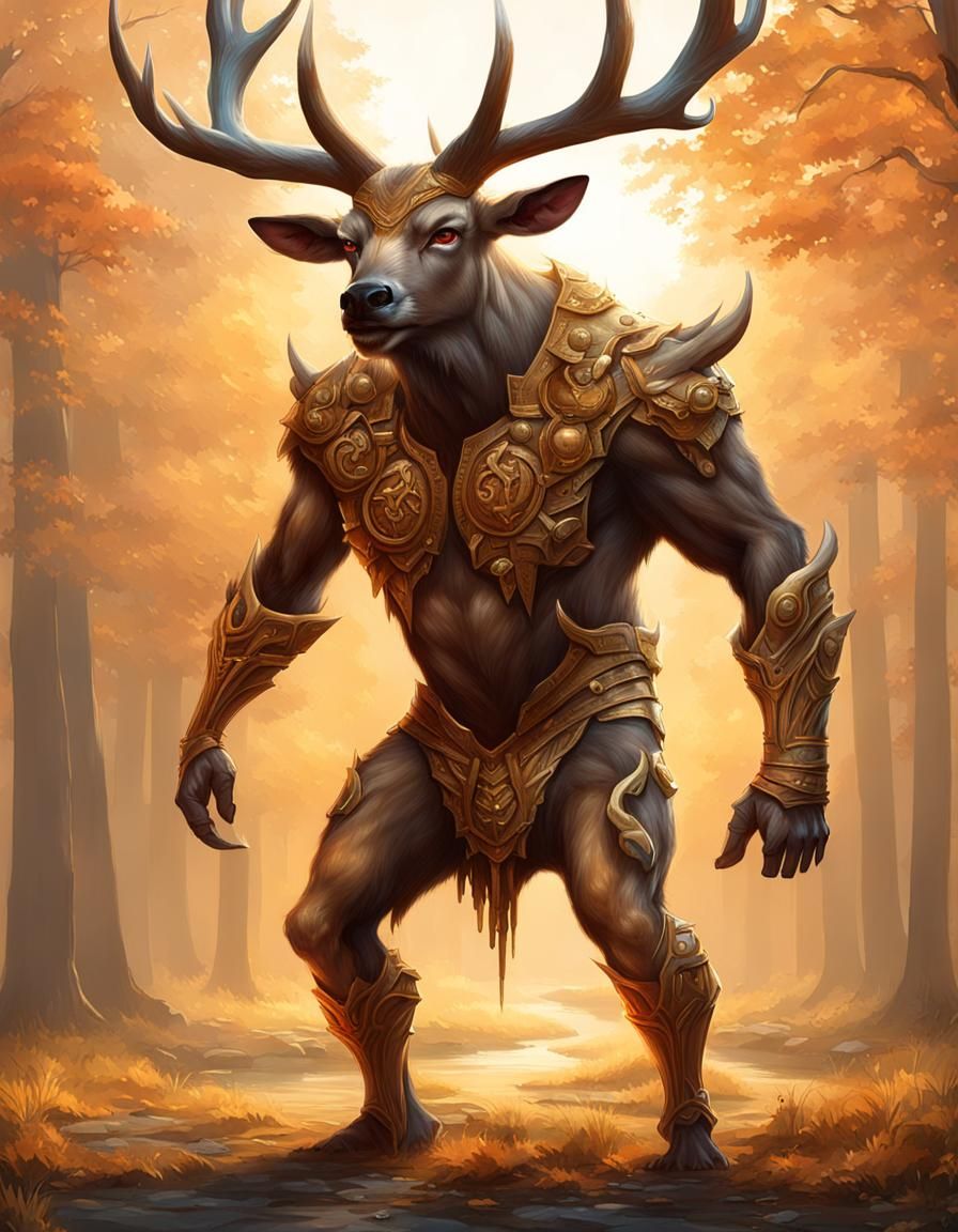 Deer-Man Hybrid in Hyperrealistic Fantasy Style