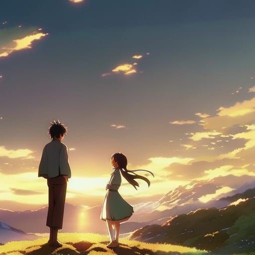 Anime Couple in Ghibli Style, 8k Resolution