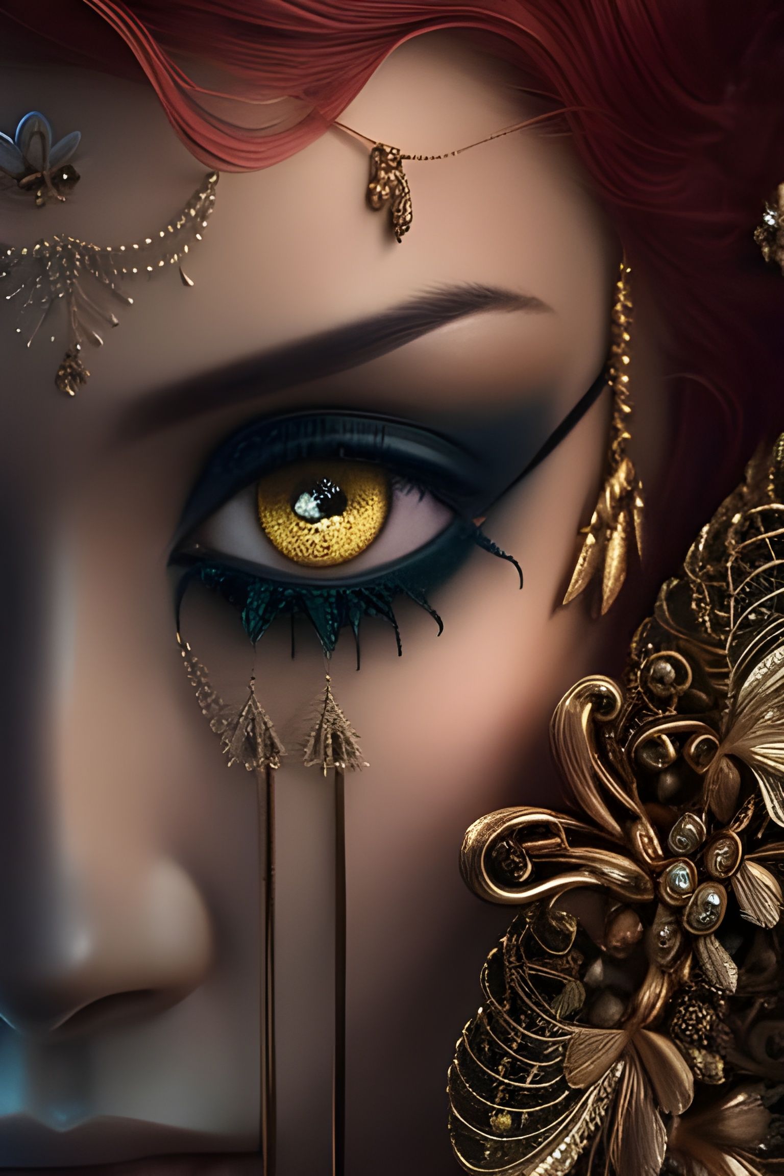 Detailed Emoji with Intricate Dress in Digital Illustration