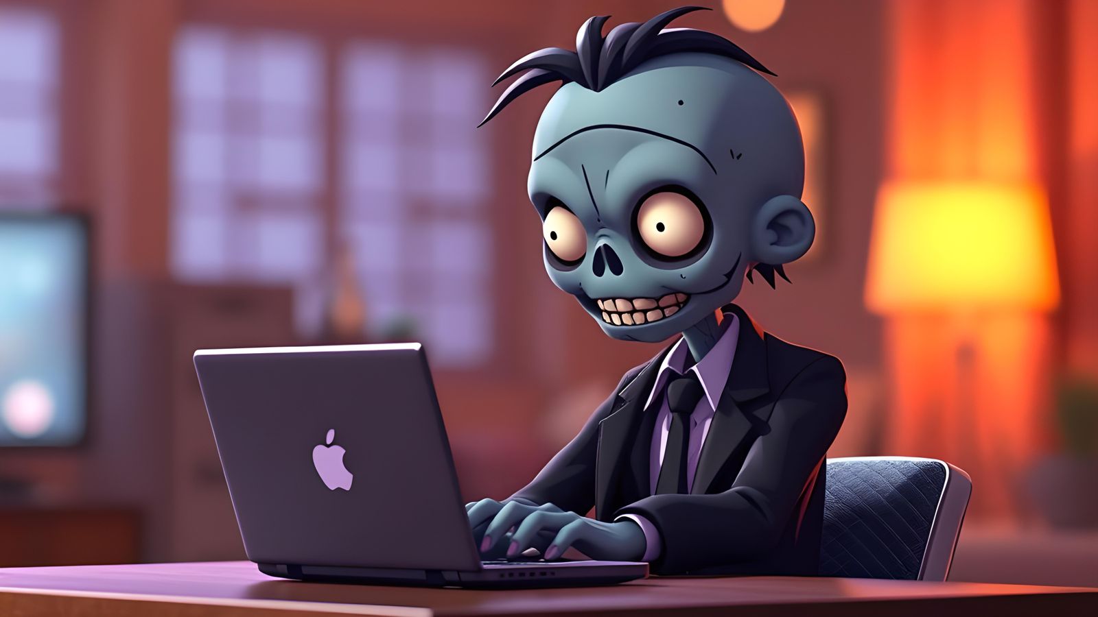 Chibi Zombie Lawyer in Pixar Style 3D Art