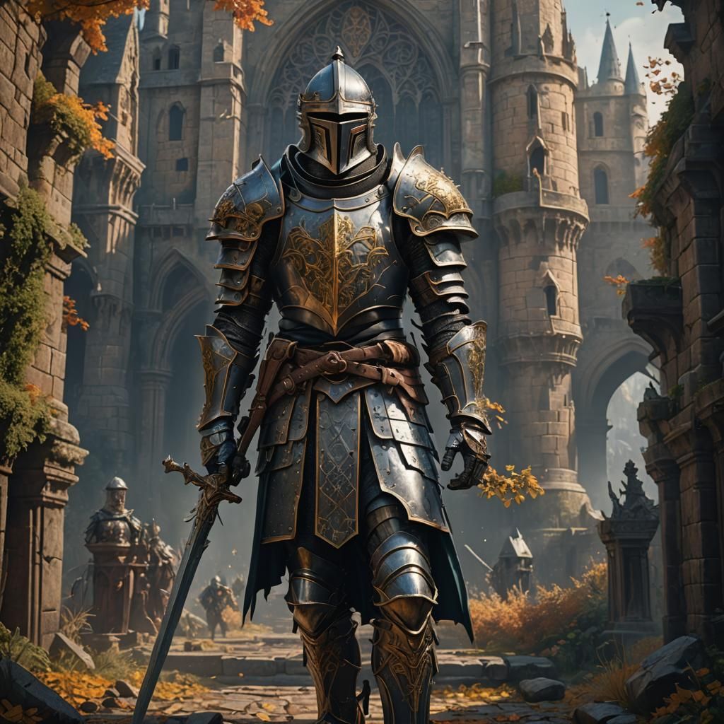 Armored Knight in Detailed Matte Painting