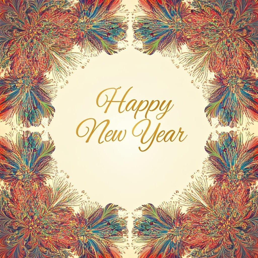 Joyful Floral Border with Gold Accents and Multicolored Arab...