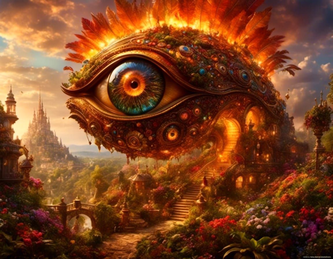 Surreal Eye Over Abstract Landscape