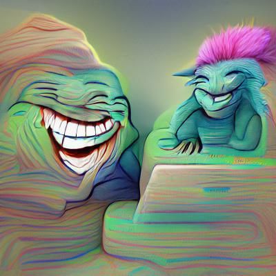 Cartoon Trolls Mocking Each Other