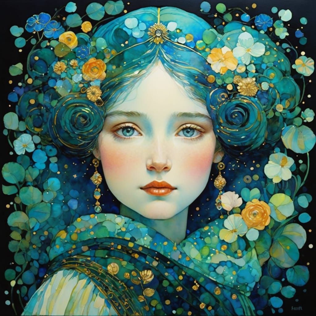 Magical Realism Art Inspired by Klimt and Blair