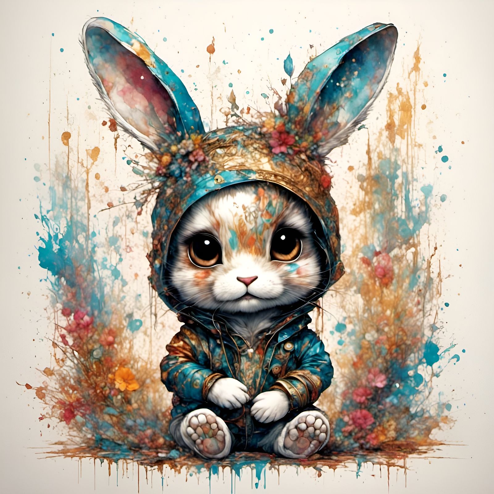 Colorful Chibi Bunny in Digital Art Style