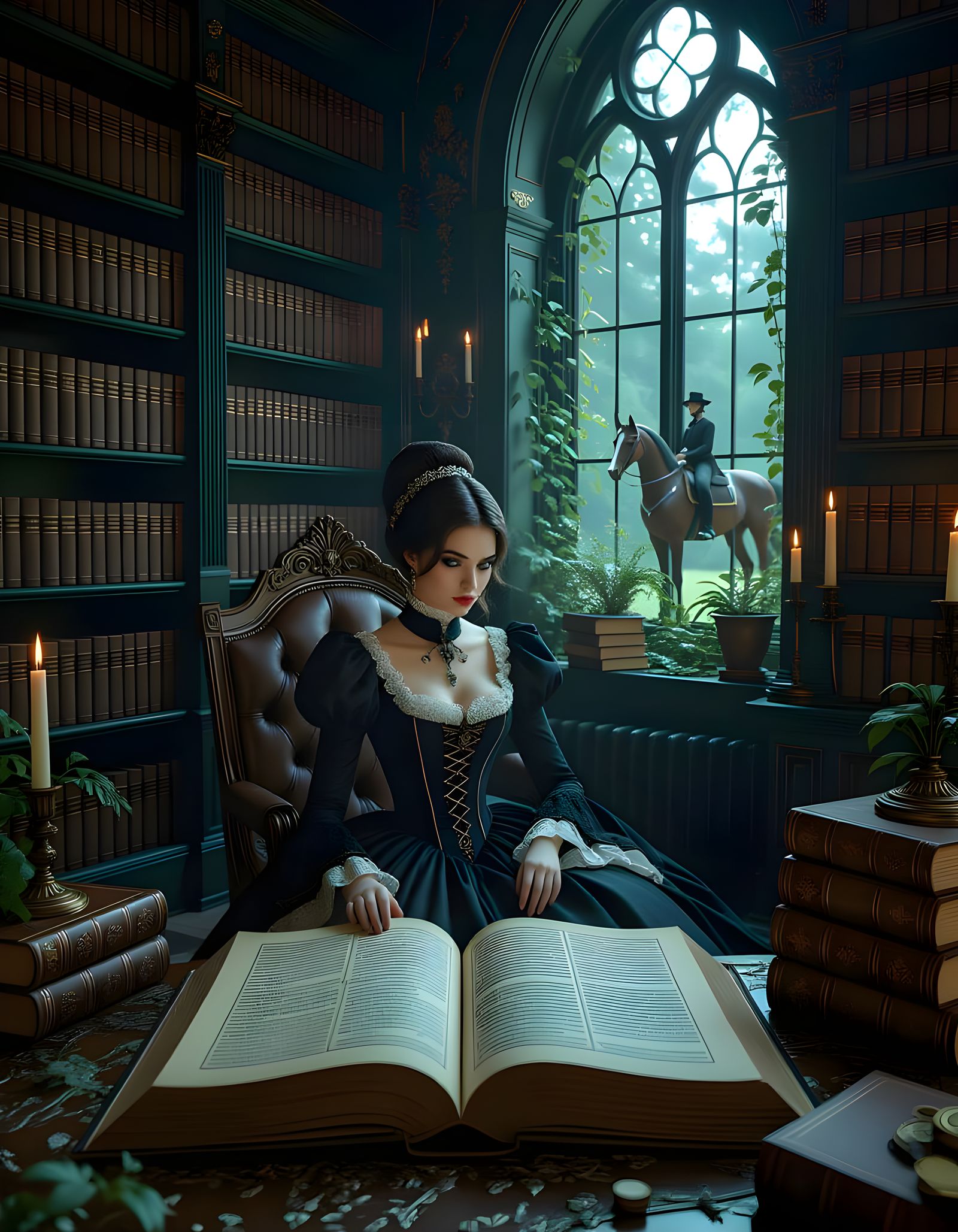 Steampunk Erotic Art: Book World Double Exposure