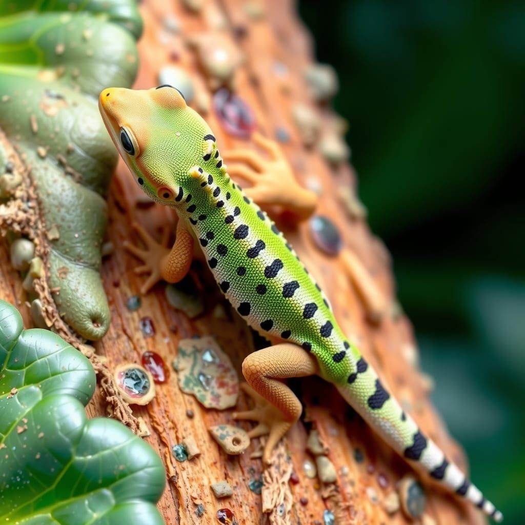 Brilliant Green Day Gecko Close-Up