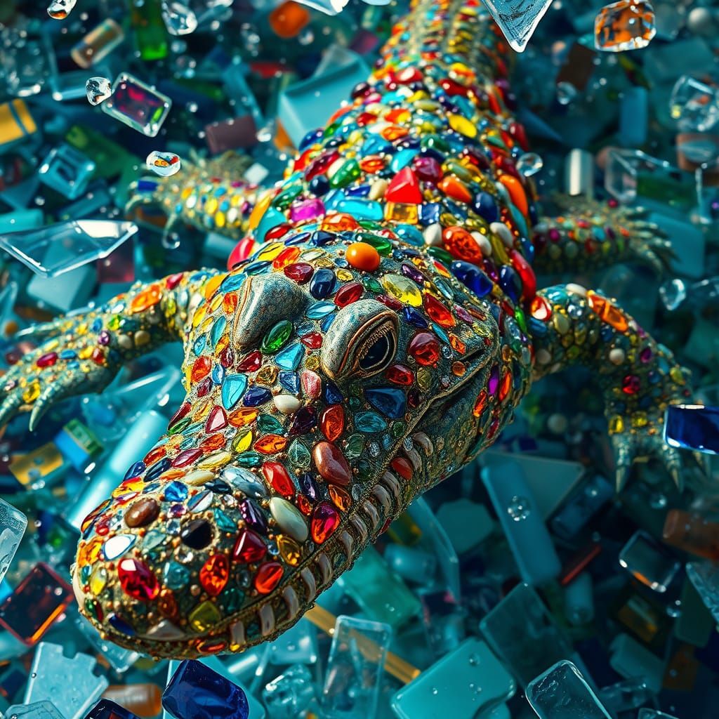 Crystal Crocodile in a Sea of Shattered Glass