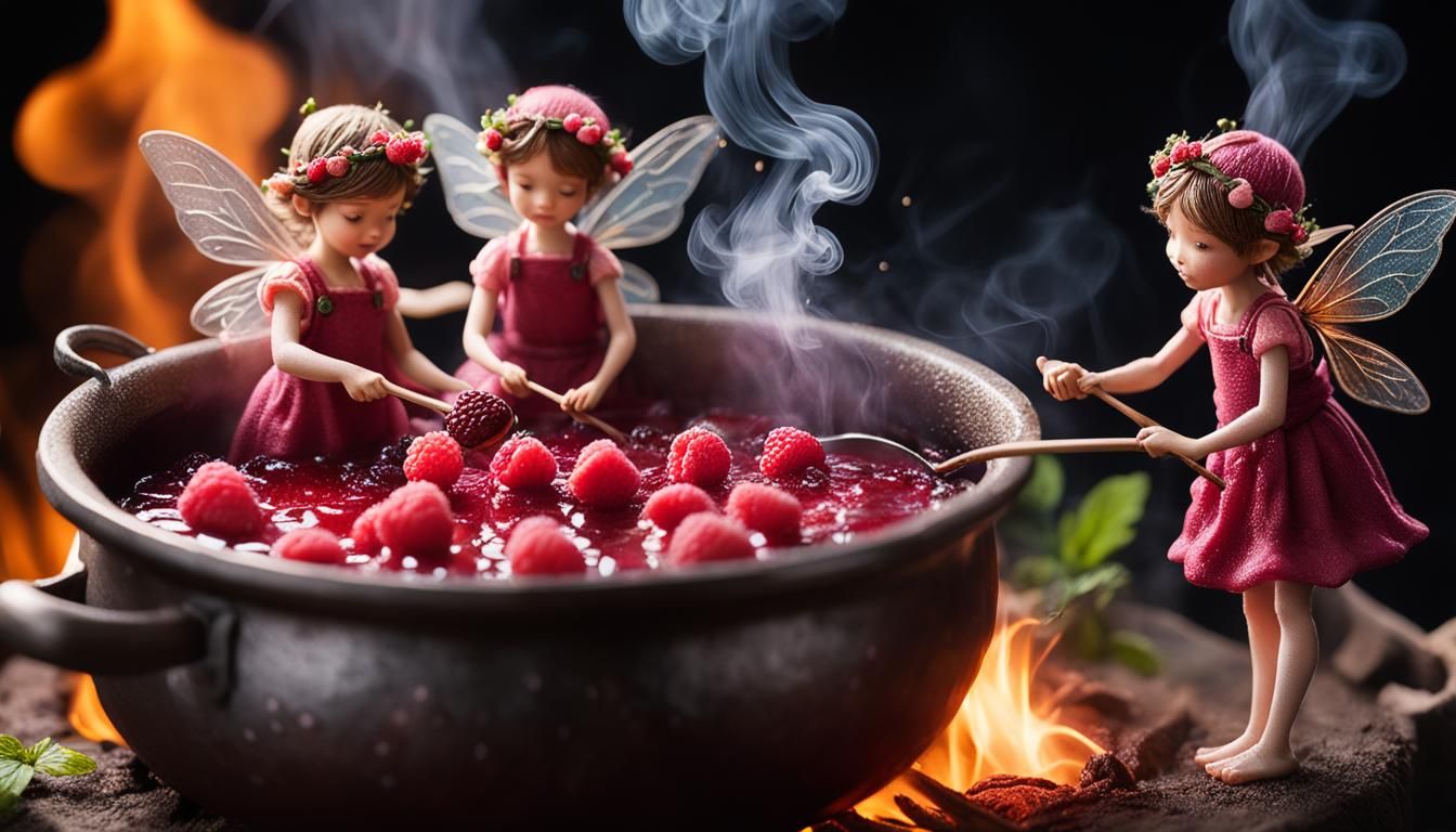 Fairies Cook Raspberry Jam: Miniature F-Stop Photography