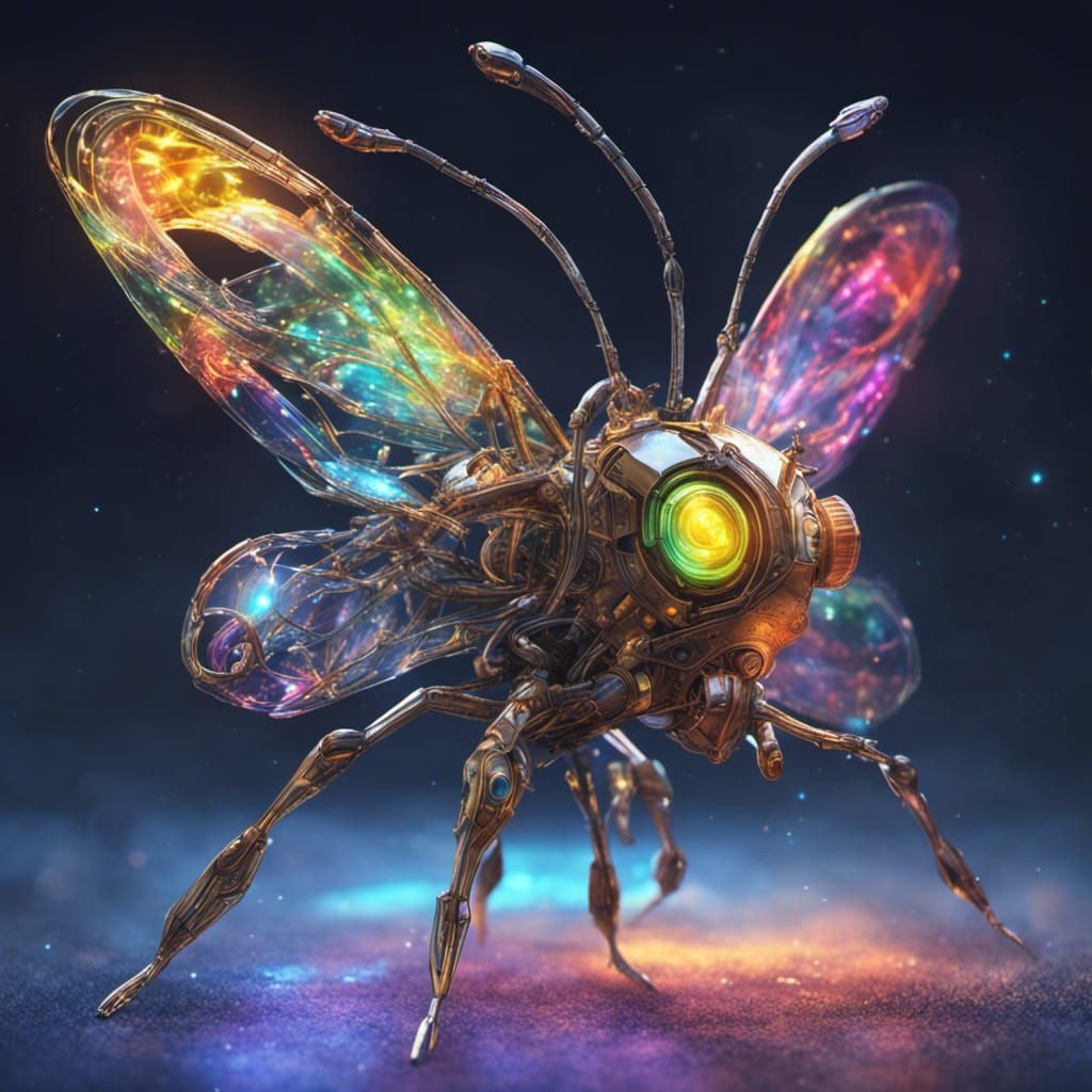 Mythical Mechanical Firefly with Iridescent Scales